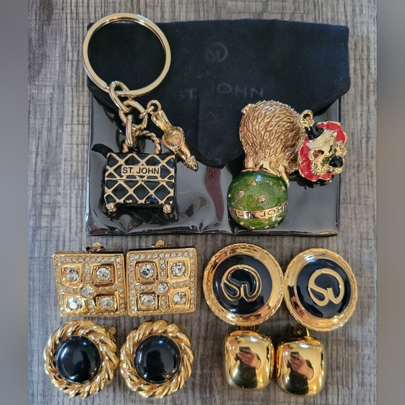 St. John Jewelry - ST. JOHN LOT- Earrings, Brooch & Key Chain!